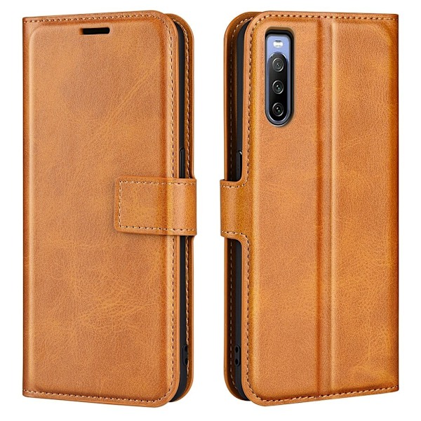 Sony Xperia 10 IV nahkainen lompakokkotelo - Keltainen Yellow