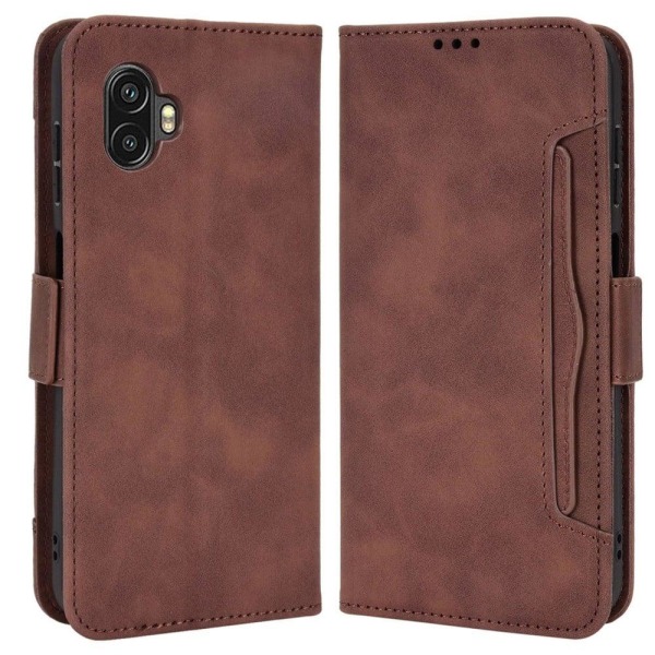 Modern-styled leather wallet case for Samsung Galaxy Xcover 6 Pr Brown