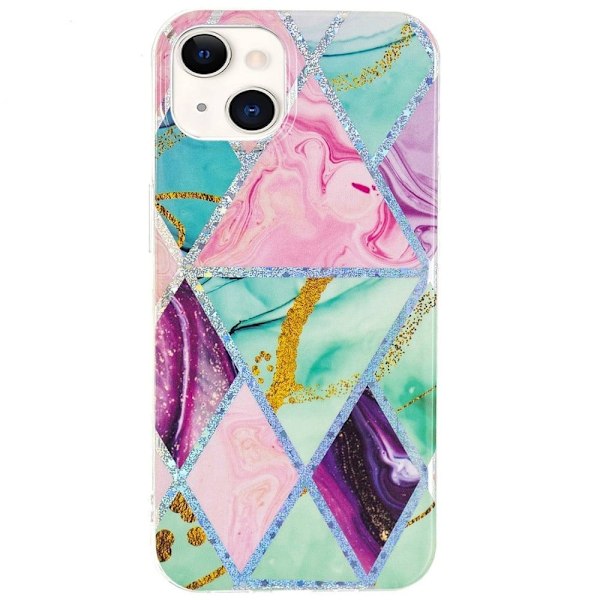 Marble iPhone 14 Plus Suojakotelo - Triangle / Rhombus Multicolor