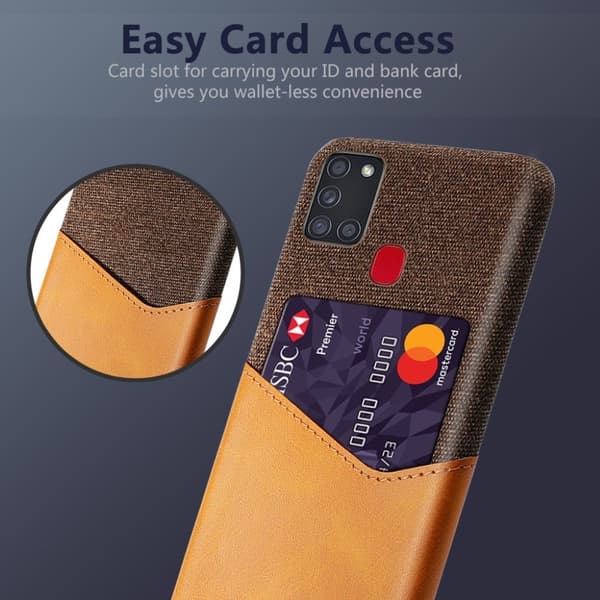Bofink Samsung Galaxy A21s Card kuoret - Ruskea Brown