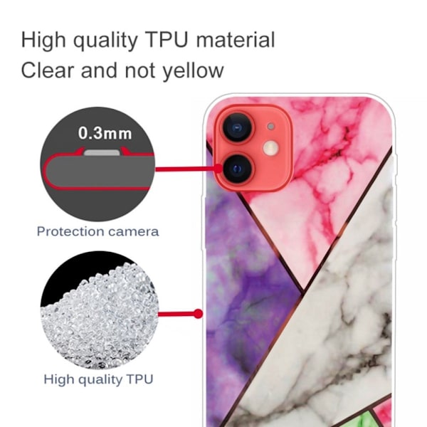 Marble design iPhone 12 Mini cover - Lilla / Rosa / Hvid / Grøn Multicolor