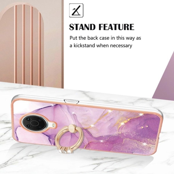 Marble Patterned Suojakuori With Ring Holder For Nokia G10 / G20 - Pinkki Marble Haze Pink