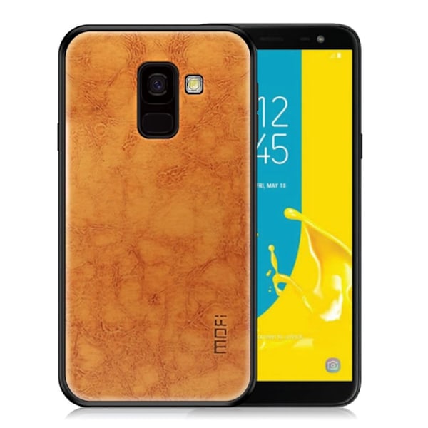 MOFI Samsung Galaxy J6 (2018) mobilskal plast silikon syntetläder - Brun Brun
