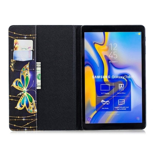 Samsung Galaxy Tab A 10.5 beskyttelsesetui i kunstlæder med mønster - Guld sommerfugl Multicolor