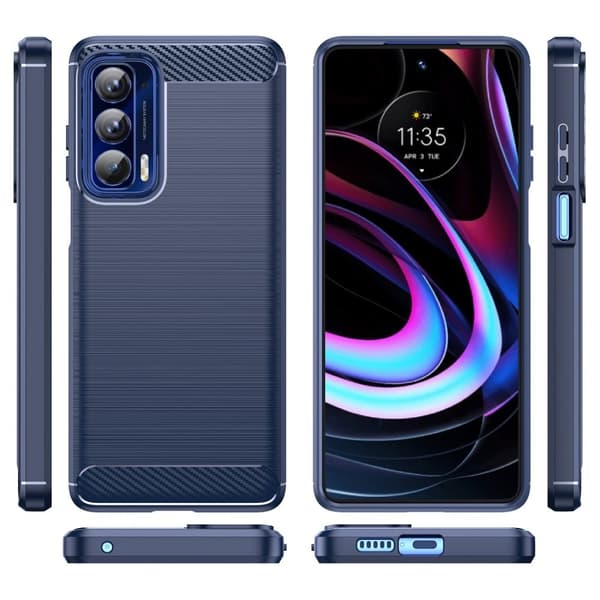 Carbon Flex Etui Motorola Edge (2021) - Blå Blue