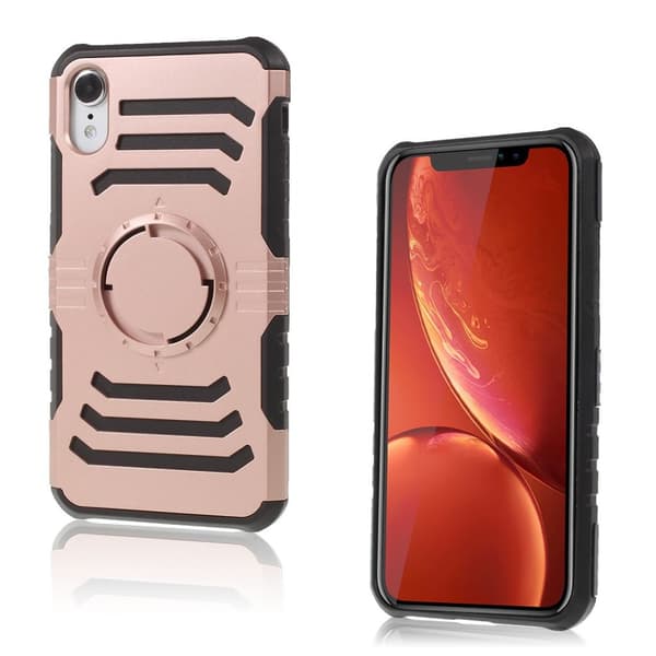IPhone 9 mobilskal plast silikon magnetiska bilhållare kugghjulsmönster - Rosenguld multifärg