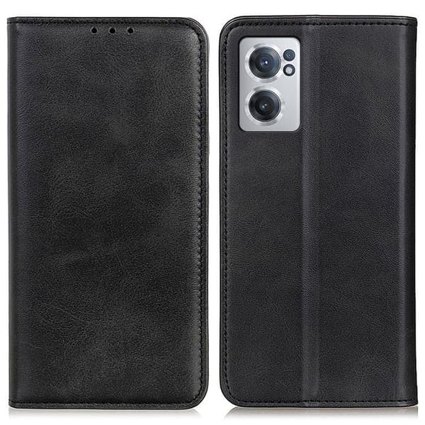 OnePlus Nord CE 2 5G flip etui i ægte læder med pung – Sort Black
