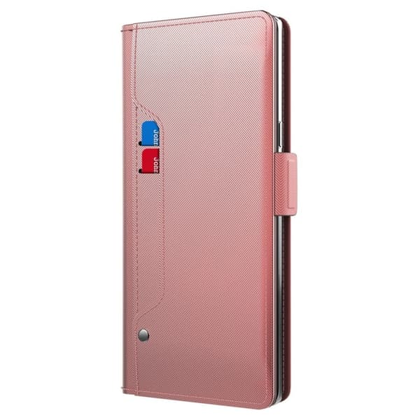 Phone Etui med Make-up Mirror og Slick Design til Samsung Galaxy S23 - Rødguld Pink