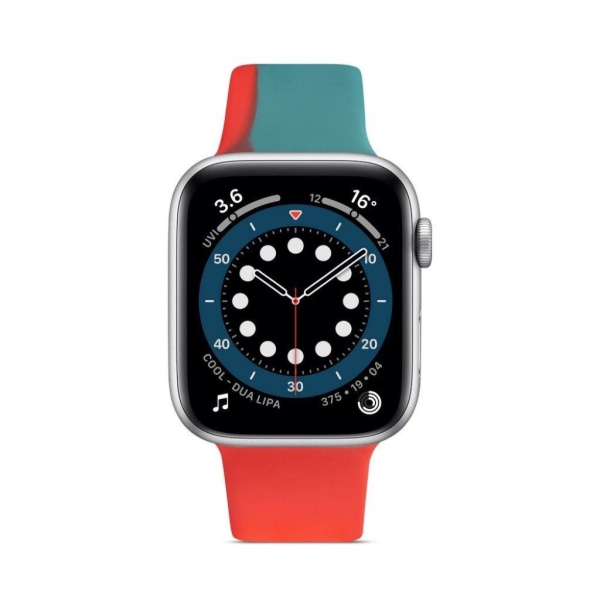 Apple Watch 40mm kontrastivärinen silikonikellon hihna - Punainen / Valkoinen / Vihreä / Koko: S Multicolor