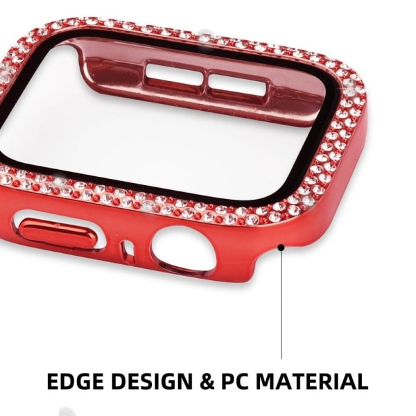 Apple Watch Series 8 (45 mm) cover med rhinestone-dekor og hærdet glas - Rød Red