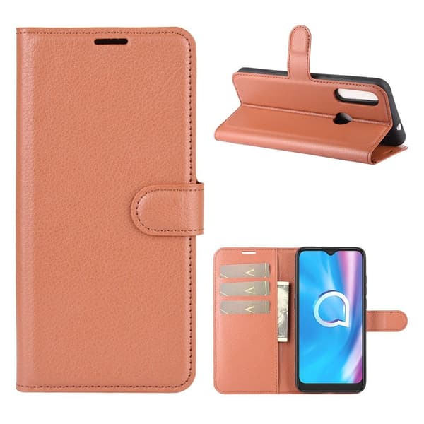 Classic Alcatel 1s (2020) Flip Etui - Brun Brown