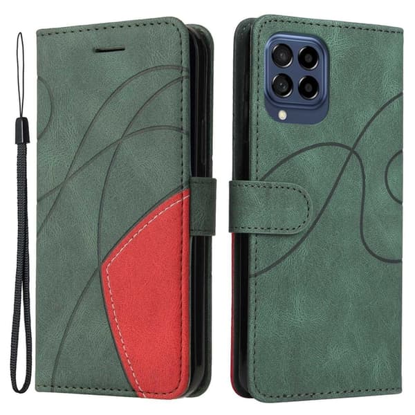 Tekstureret Læder Etui med Strop Til Samsung Galaxy M53 5g - Grøn Green