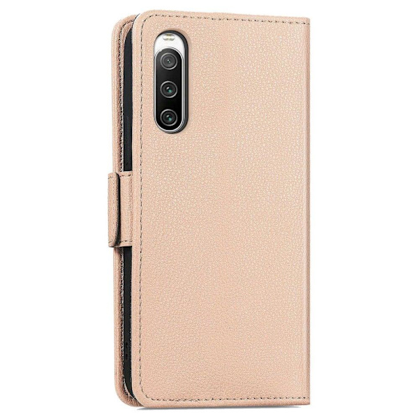 Pehmeä kukkakoristelu nahkakotelo Sony Xperia 10 IV - Khaki Brown
