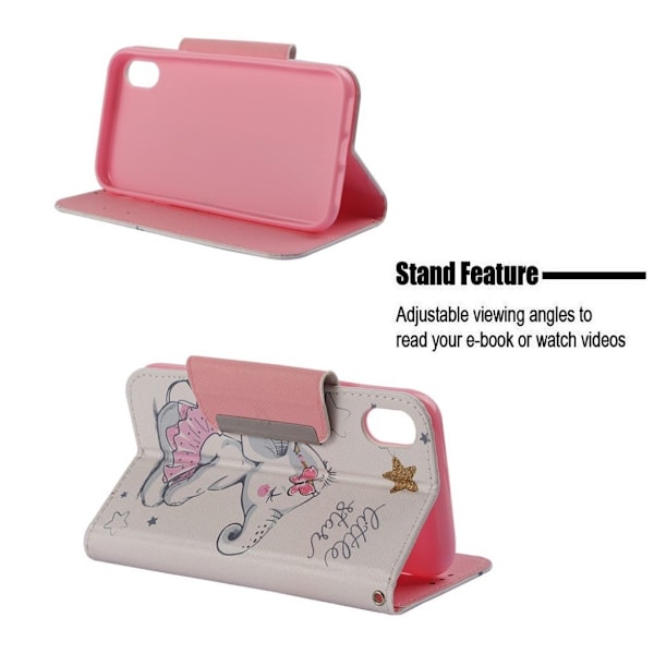 iPhone Xs Max flip cover i læder med mønsterprint - Elefant Og Stjerne Multicolor