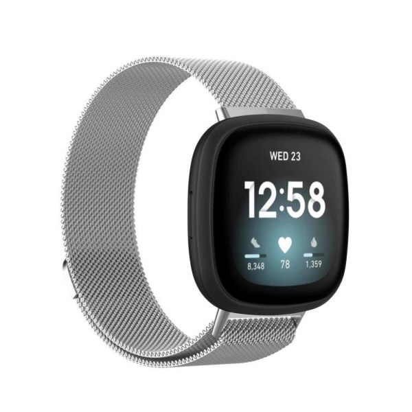 Fitbit Versa 3 stainless steel watch band - Silver / Size: L Silver grey