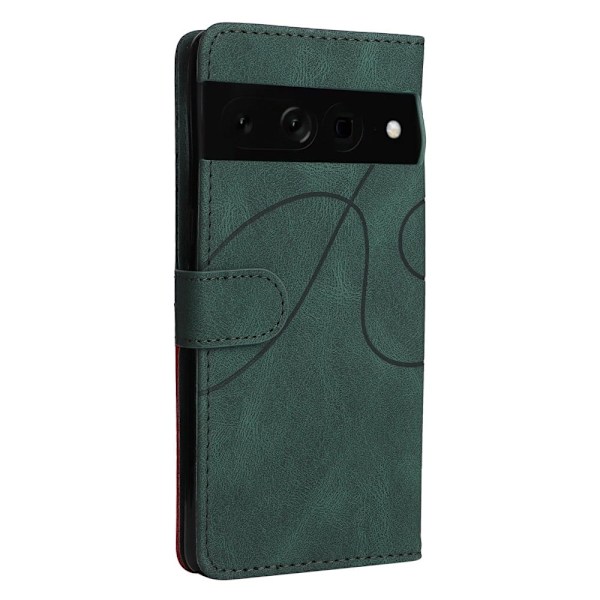 Texturerat läder Google Pixel 7 Pro fodral med handledsband - Grön Grön