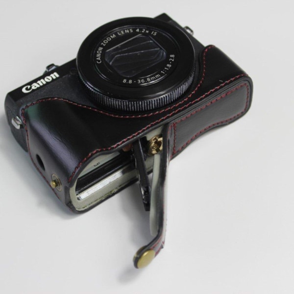 Canon PowerShot G7 X Mark II kestävä nahkakotelo - Musta Black