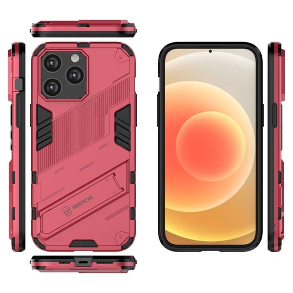 Shockproof Hybrid Suojakuori With A Modern Touch For iPhone 14 Pro - Rose Pink