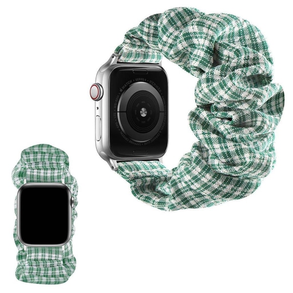 Apple Watch 42mm - 44mm elastic hairband style watch strap - Green Plaid / Size: S Grön