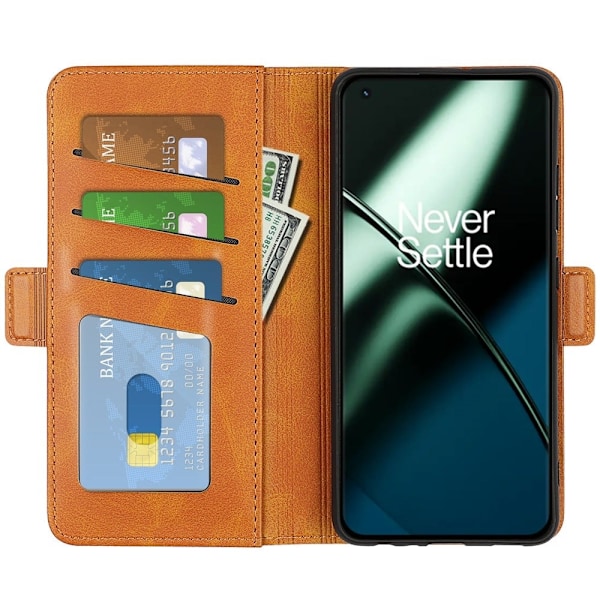 Plånboksfodral i Läder till OnePlus 11 - Gul Gul