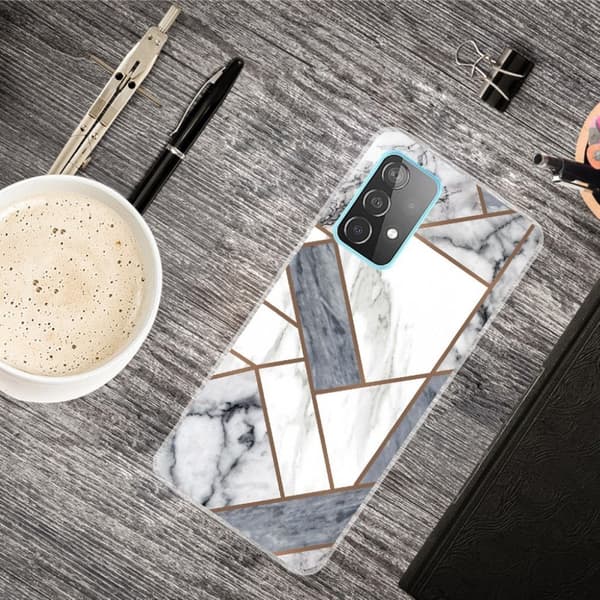 Marble Samsung Galaxy A82 5G Suojakotelo - Harmaa / Valkoinen Marble Tile Silver grey