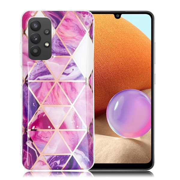 Marble Samsung Galaxy A32 Etui - Rose / Lilla Pink