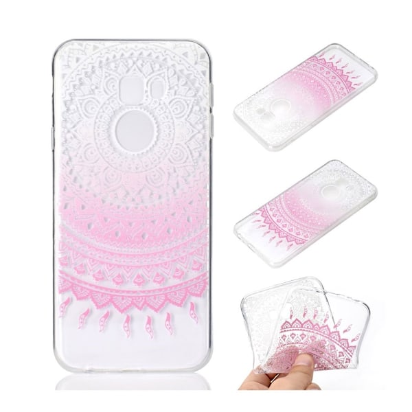 Samsung Galaxy J4 Plus (2018) pehmeä silikooni muovinen suojakuori kuviolla - Pinkki Mandala Multicolor