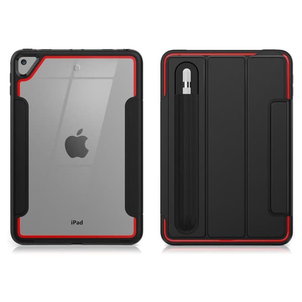 iPad Mini (2019) tyylikäs kolminkertainen kotelo - Musta / Punainen Black