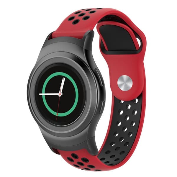 Samsung Gear S2 erstatnings urrem i silikone med åndbart design - Rød/Sort Green