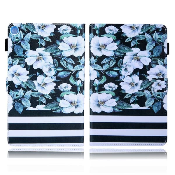 Samsung Galaxy Tab A7 10.4 (2020) Beautiful Mønstret Lær Etui - Hvit Blomst White