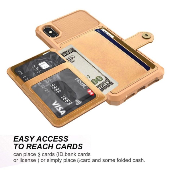 iPhone XS silikonplast mobilskal med syntetläder plånbok och fot Brun