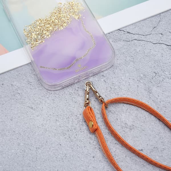 Universal crossbody-nackrem i läder med transparent dyna - Orange Orange