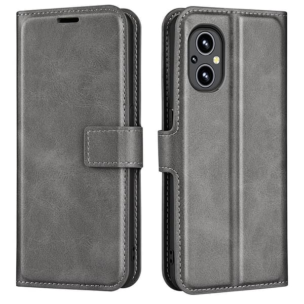 Hållbart konstläder OnePlus Nord N20 5G fodral med plånbok - Silver/Grå Silvergrå