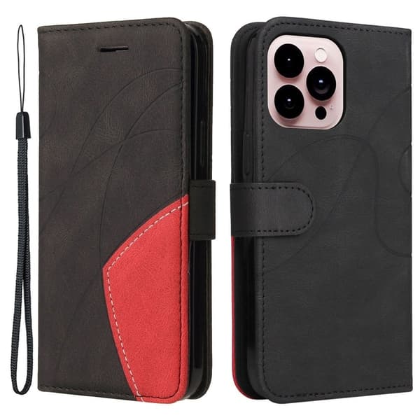 Teksturoitu nahkakotelo hihnalla iPhone 14 Pro Max - Musta Black