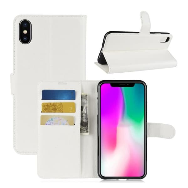 iPhone Xr flip cover i læder med litchi-tekstur - Hvid White
