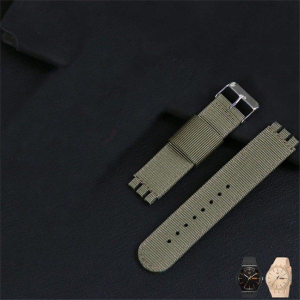 20mm Universal nylon + canvas watch strap silver buckle - Black Blå