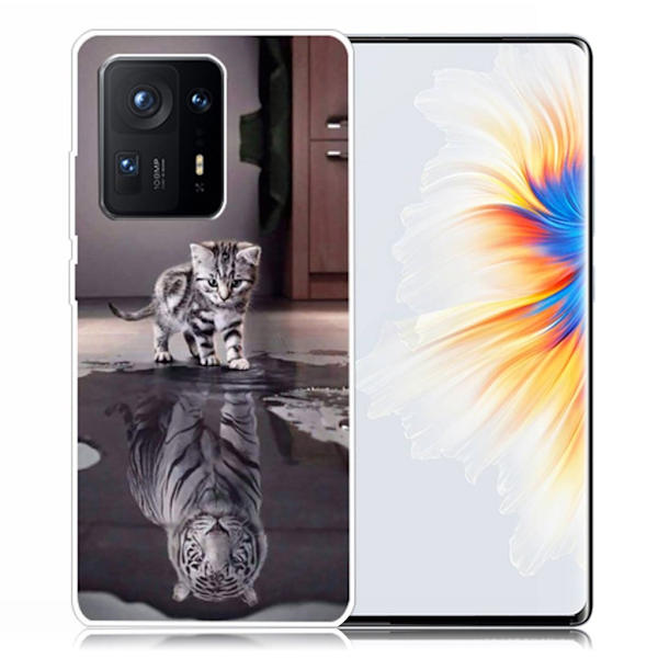Deco Xiaomi Mix 4 Etui - Katt og Tiger Silver grey
