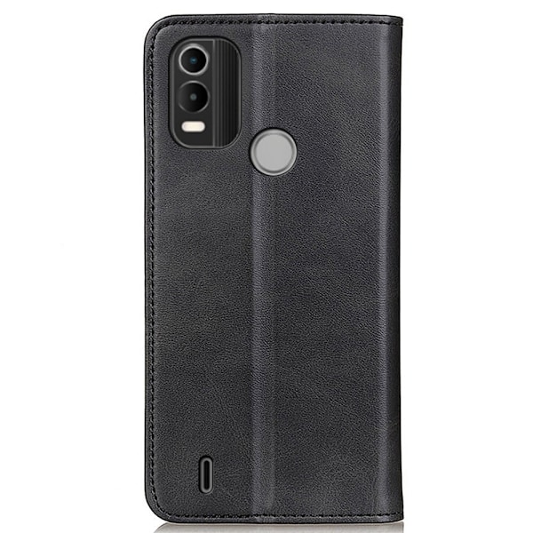 Nokia C21 Plus flip etui i ægte læder med pung – Sort Black