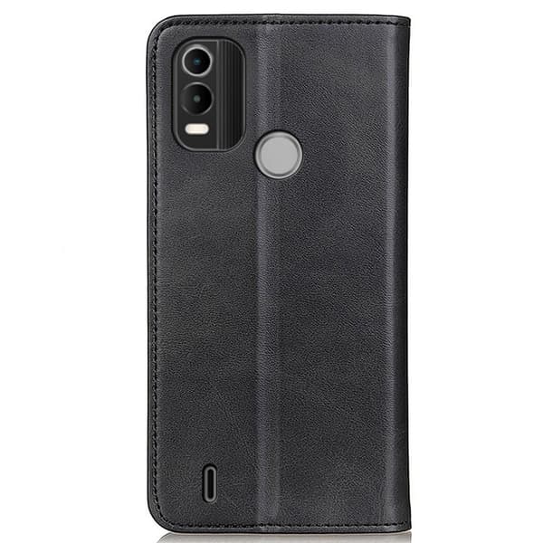 Nokia C21 Plus lompakkokotelo, aitoa nahkaa - Musta Black