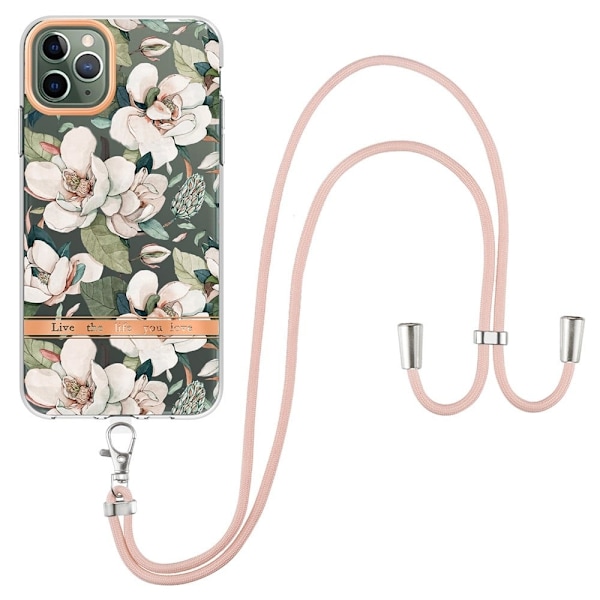 Tunt och tåligt mjukfodral med nyckelband för iPhone 11 Pro Max - Grön Gardenia Grön