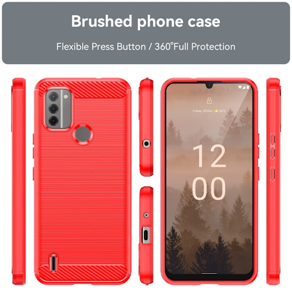 Carbon Flex Nokia C31 cover - Rød Red