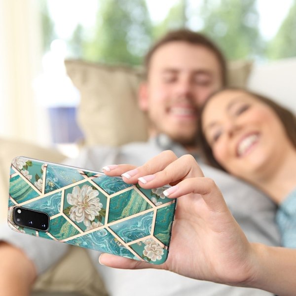 Marmormotiv Samsung Galaxy S20 skal - Blå Blommor Blå