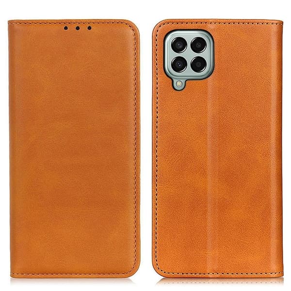 Samsung Galaxy M33 5G flip etui i ægte læder med pung – Brun Brown