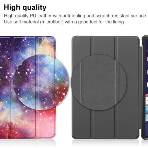 Lenovo Tab P11 Pro (2:a generationen) läderfodral med trefaldigt mönster - Vintergatans Nebulosa multifärg