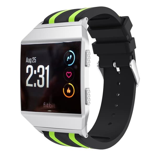 Fitbit Ionic Silikon klockband med stripes - Svart grön multifärg