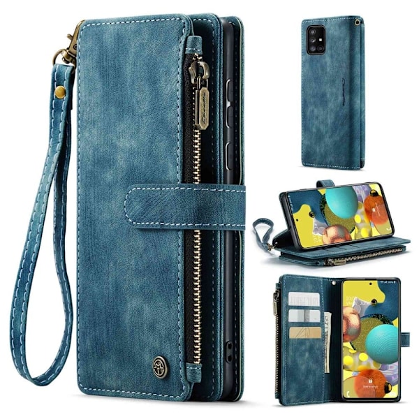 CaseMe Samsung Galaxy A51 etui med lynlås og pung - Blå Blue