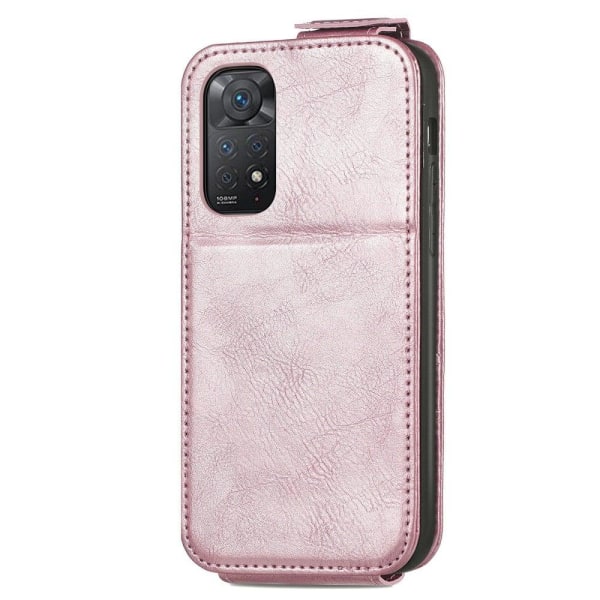 Vertical Flip Phone Fodral med Zipper till Xiaomi Redmi Note 11 Pro 5G / Note 11 Pro - Roséguld Rosa