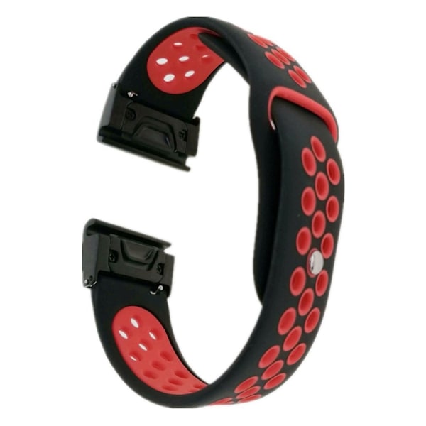 Garmin Fenix 5 / Forerunner 935 22mm tofarvet silikoneurrem - sort / rød Black