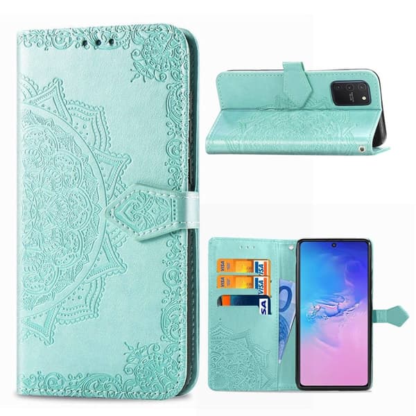Mandala Samsung Galaxy S10 Lite etui i lær - Cyan Green