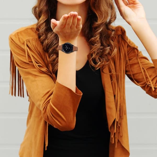 Litchi naudannahkainen kellonhihna Honor MagicWatch 2 46mm - Ruskea Brown